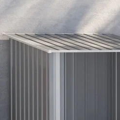 Clearance Stålskur 0,92 m², aflåseligt med pulpettag, 100×103×160 cm, grå Skure, Garager & Carports
