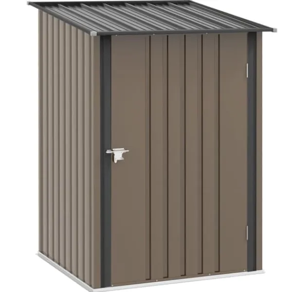 Skure, Garager & Carports^Stålskur 0,92 m², aflåseligt med pulpettag, 100×103×160 cm, brun