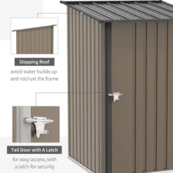 Skure, Garager & Carports^Stålskur 0,92 m², aflåseligt med pulpettag, 100×103×160 cm, brun