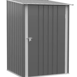 Skure, Garager & Carports^Stålskur 0,92 m², aflåseligt med pulpettag, 100×103×160 cm, grå