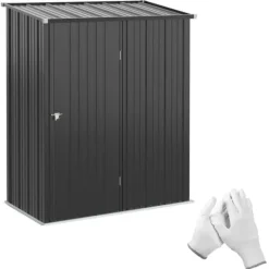 Stålskur 1,34 m², aflåseligt pulpettag, 161,5×94,5×196 cm, sort Skure, Garager & Carports