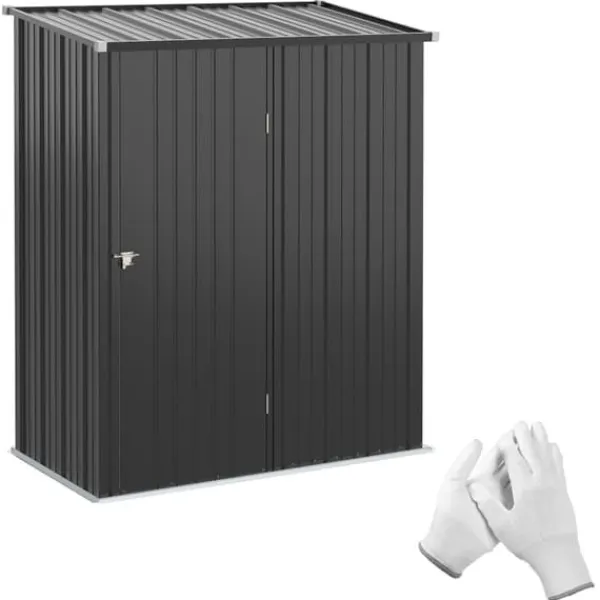 Stålskur 1,34 m², aflåseligt pulpettag, 161,5×94,5×196 cm, sort Skure, Garager & Carports