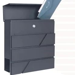 Online Stor postkasse til breve på porten, hegn, antracit, aviskiosk, loft Postkasser & Brevindkast
