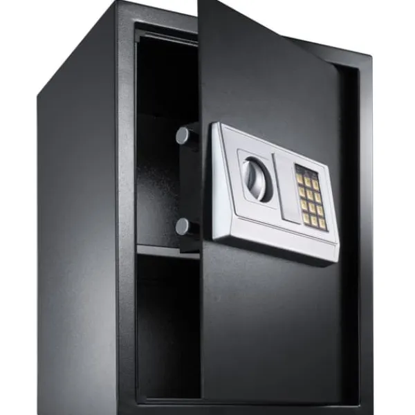 Pengeskabe^Stort elektronisk pengeskab 50x35x34 + 4 batterier - sort