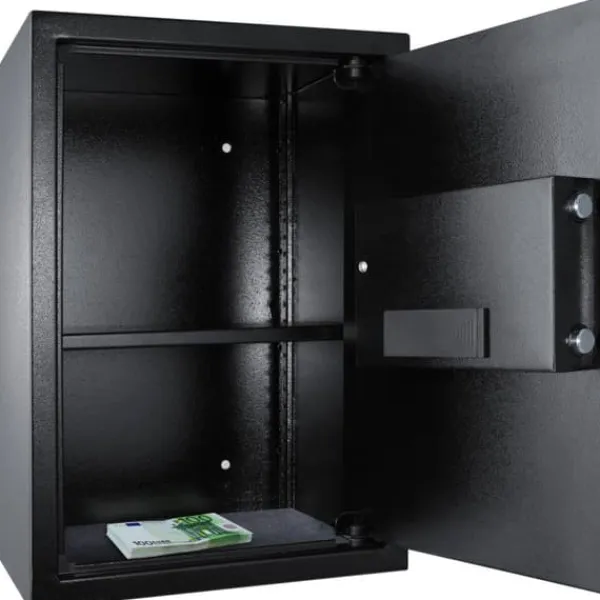 Pengeskabe^Stort elektronisk pengeskab 50x35x34 + 4 batterier - sort