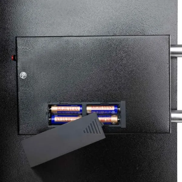 Pengeskabe^Stort elektronisk pengeskab 50x35x34 + 4 batterier - sort