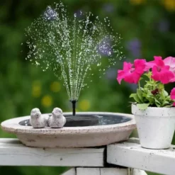 Outlet Stort solcelledrevet springvand med batteri og belysning 16cm Springvand & Damme