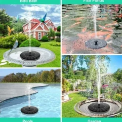 Outlet Stort solcelledrevet springvand med batteri og belysning 16cm Springvand & Damme