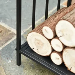 Clearance Stove Holz Regal til indendørs brug, 44,5 x 33 x 46,5 cm, med håndtag, til Brännholz, metal, sort Tilbehør Til Brændeovne & Pejse