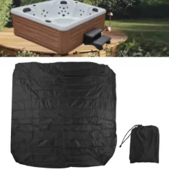 Best Støvbetræk til udendørs badekar 190 sølvbelagt polyestertaft vandtæt varm kildebetræk firkantet spabad regntæt betræk 210x210x30cm sort Pool- & Spatilbehør