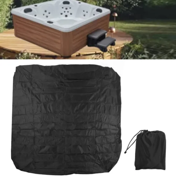 Best Støvbetræk til udendørs badekar 190 sølvbelagt polyestertaft vandtæt varm kildebetræk firkantet spabad regntæt betræk 210x210x30cm sort Pool- & Spatilbehør