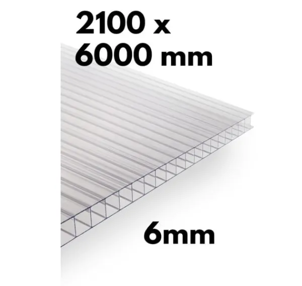 Drivhus^Stykke drivhus flervægsplade / klar polycarbonat 700x1500mm - 4mm, 4stk.