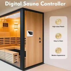 Styring til saunaovn - Temperaturcontroller - Tørsauna - 3–9 kW - 220–240 V - Lysstyring maks. 60 W - Drejeknap - Plast Sauna