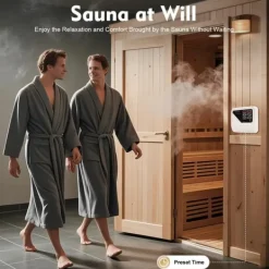 Styring til saunaovn - Temperaturcontroller - Tørsauna - 3–9 kW - 220–240 V - Lysstyring maks. 60 W - Drejeknap - Plast Sauna