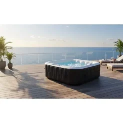 Spa & Udendørsbad^SUN SPA Laminerat fyrkantigt uppblåsbart spa - 4 personer - 1,55 x H 0,65 m