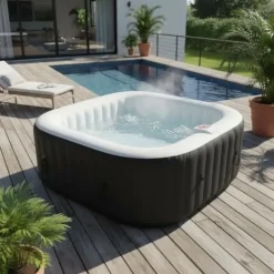 Best SUN SPA Laminerat fyrkantigt uppblåsbart spa - 6 personer - 1,85 x H 0,65 m Spa & Udendørsbad