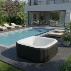 Best SUN SPA Laminerat fyrkantigt uppblåsbart spa - 6 personer - 1,85 x H 0,65 m Spa & Udendørsbad