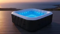SUNSPA Square Uppblåsbart Spa 6 platser med LED-remsa Spa & Udendørsbad