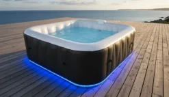SUNSPA Square Uppblåsbart Spa 6 platser med LED-remsa Spa & Udendørsbad