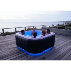 SUNSPA Square Uppblåsbart Spa 6 platser med LED-remsa Spa & Udendørsbad