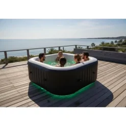 SUNSPA Square Uppblåsbart Spa 6 platser med LED-remsa Spa & Udendørsbad
