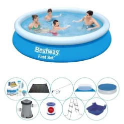 Bestway Pooler^Svømmebassin med tilbehør - Fast Set Rundt 366x76 cm