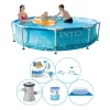 Pooler^Svømmebassin med tilbehør - 6 stykker - Intex Metalramme Rund Strand 305x76 cm
