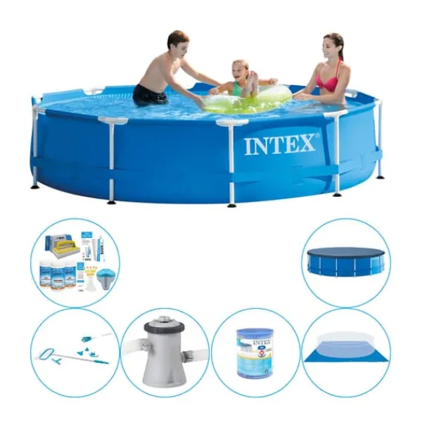Pooler^Svømmebassin med tilbehør - Intex Metalramme Rund 305x76 cm