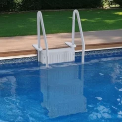 New Swimmingpoolstige, 87,4x80,8x198,5 cm, Grå, PE Pool- & Spatilbehør
