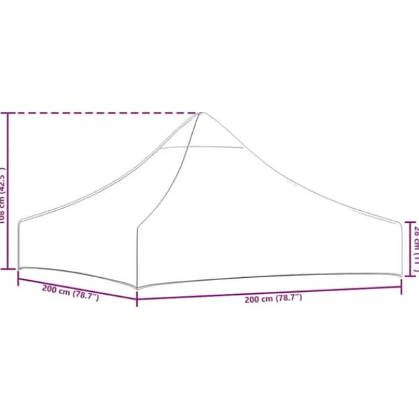 Telte & Lysthuse^Tag til festtelt 2x2 m - UV-bestandigt & vejrresistent | Farve: Creme | 270 g/m²