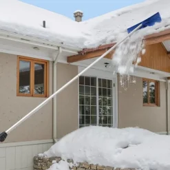 New Tagrive - Tagsneskraber med hjul - 60 cm PP-blad - 1,18–5,55 m Teleskopskaft - Skridsikkert Håndtag - Letvægt - Til Sne, Blade og Affald Snerydning