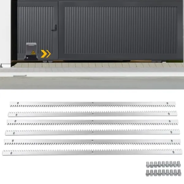 Clearance Tandstænger til elektrisk skydeportsåbner, 6 m (6×1 m), rustfrit stål, sølv Skure, Garager & Carports