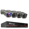 Sikkerhedsmonitorer & Videokameraer^Techage Sikkerhedskamera System, 8 Kanal NVR, AI Menneske Detektion,8CH 4 stk 8MP kamera, 1T