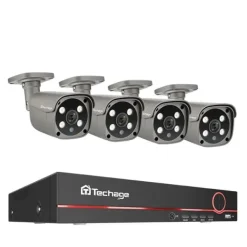 Best Techage Sikkerhedskamera System, 8 Kanal NVR, AI Menneske Detektion,8CH 4Stk 5MP Kamera, Ingen Sikkerhedsmonitorer & Videokameraer