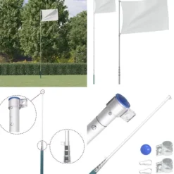 Flag & Vindposer^Teleskopflagstang 5,5 m aluminium sølvfarvet - Flagstang - Flagstænger - Home & Living