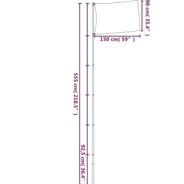 Flag & Vindposer^Teleskopisk flagstang med fransk flag - Holdbart aluminium | Højde: 5,55 m
