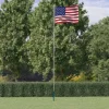 New Teleskopisk flagstang med USA flag - Aluminiumsflagstang 6,23 m | Farve: Rød/Hvid/Blå Flag & Vindposer