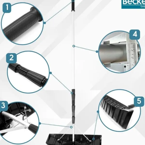 Snerydning^Teleskopisk sneskraber, tagsneskovl, aluminium, foldbar