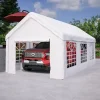 Skure, Garager & Carports^Teltgarage-carport 3x6 m vintersikker med rulledør til bil, SUV og aftagelige sidevægge