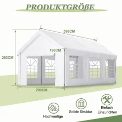 Skure, Garager & Carports^Teltgarage-carport 3x6 m vintersikker med rulledør til bil, SUV og aftagelige sidevægge