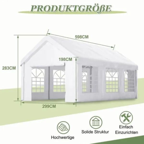 Skure, Garager & Carports^Teltgarage-carport 3x6 m vintersikker med rulledør til bil, SUV og aftagelige sidevægge