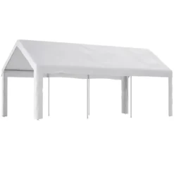 Skure, Garager & Carports^Teltgarage-carport 3x6 m vintersikker med rulledør til bil, SUV og aftagelige sidevægge