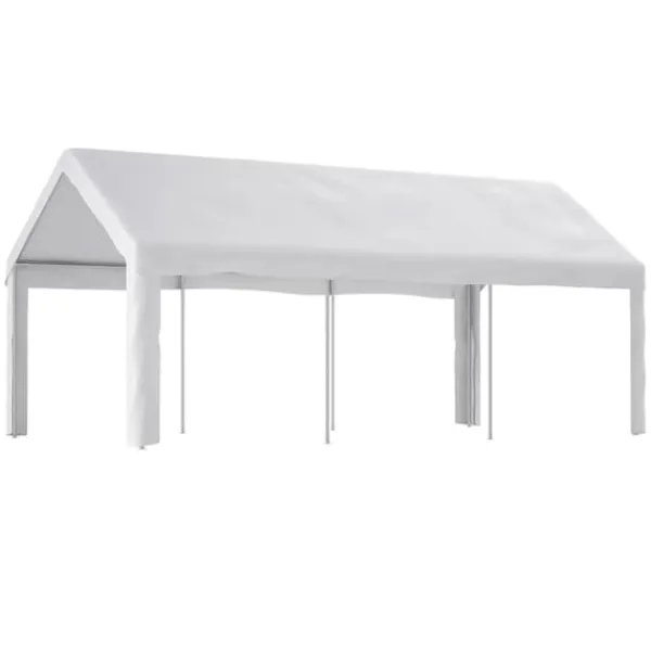 Skure, Garager & Carports^Teltgarage-carport 3x6 m vintersikker med rulledør til bil, SUV og aftagelige sidevægge