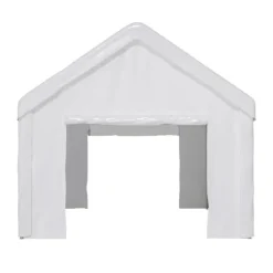Skure, Garager & Carports^Teltgarage-carport 3x6 m vintersikker med rulledør til bil, SUV og aftagelige sidevægge