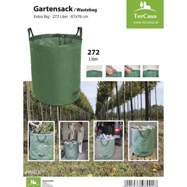 Havekurve^TerCasa JU-998001 Haveaffaldssæk 272L Grøn