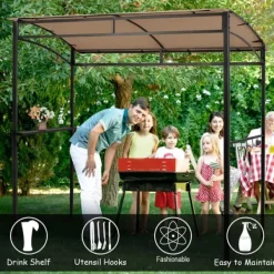 Online Terrasse Grilltelt, 216x134x211 cm, Brun Buer, Spalier, Lysthuse Uden Tag