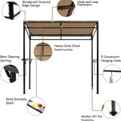 Online Terrasse Grilltelt, 216x134x211 cm, Brun Buer, Spalier, Lysthuse Uden Tag