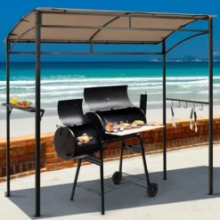Online Terrasse Grilltelt, 216x134x211 cm, Brun Buer, Spalier, Lysthuse Uden Tag
