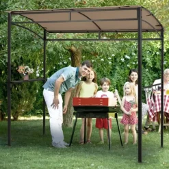 Online Terrasse Grilltelt, 216x134x211 cm, Brun Buer, Spalier, Lysthuse Uden Tag