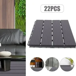 Havedekorationer^Terrassefliser - Klik-/Interlocking gulvfliser - PP-plast - 22-pak - Udendørs - DIY montering